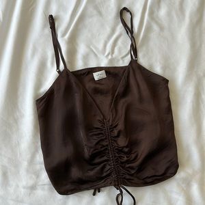 Aritzia Wilfred Brown Ruched Tank